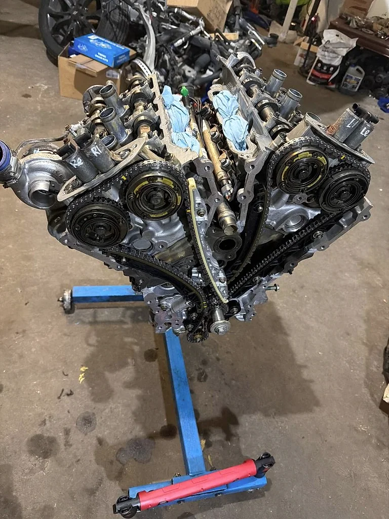 Timing chains and cam gears during an engine rebuild